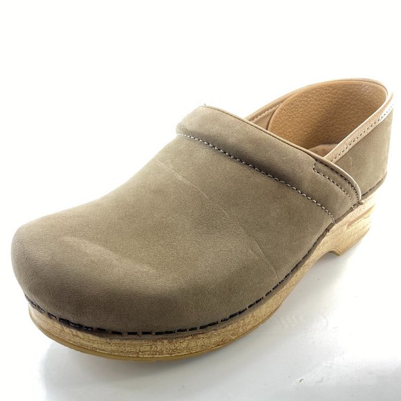 dansko beige clogs